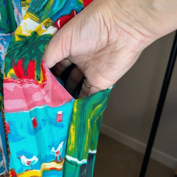 ❤️Carole Little skirt Medium vintage Island sea side street scene button front - Picture 3 of 4